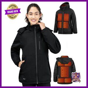 Heated Jacket with Battery Pack, 17 Heating Elements, Waterproof Soft Shell